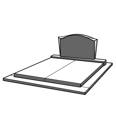 Ce monument double peut couvrir un caveau de 2, 4 ou 6  places. Les tombales, ainsi que la stèle peuvent être travaillées selon vos souhaits.